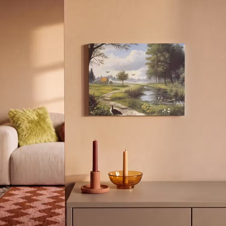 Akoestisch schilderij - Zandpad - Groen landschap - Water — 2