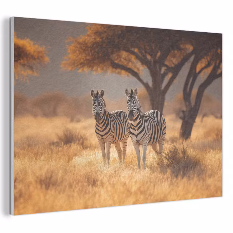 Akoestisch schilderij - Zebra's - Savannelandschap - Gras — 1