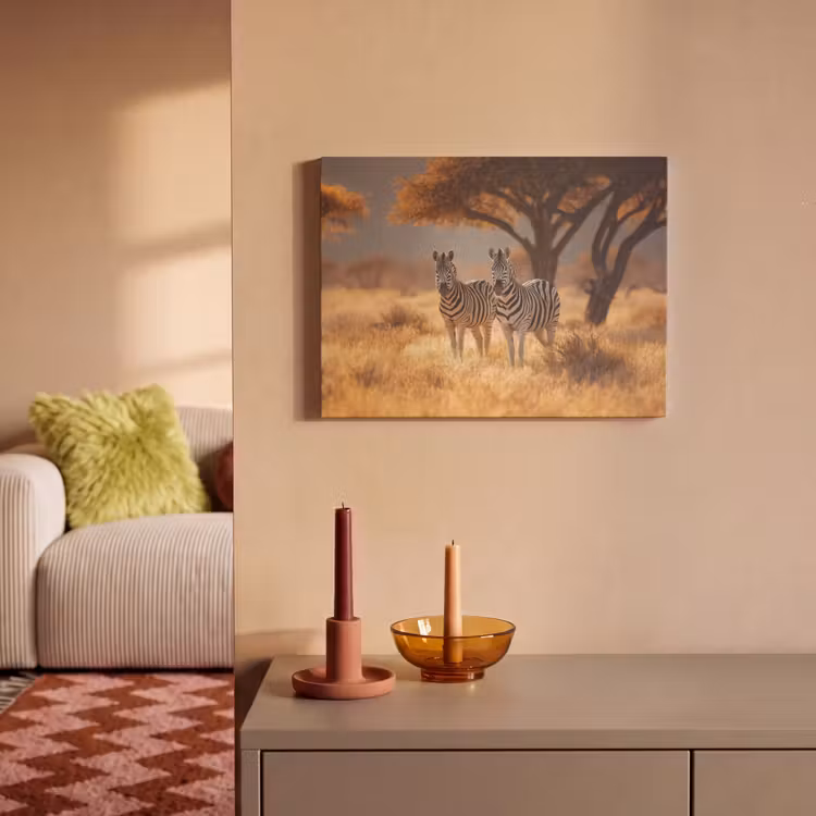 Akoestisch schilderij - Zebra's - Savannelandschap - Gras — 2