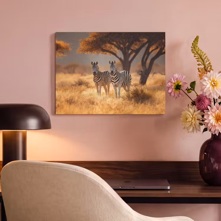 Akoestisch schilderij - Zebra's - Savannelandschap - Gras — 4