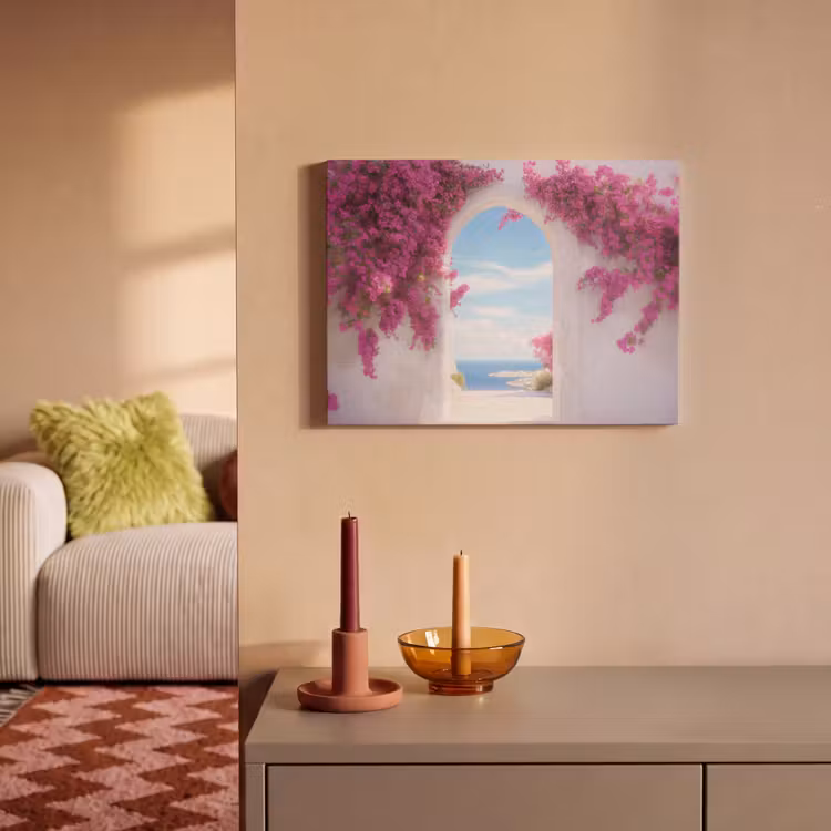 Akoestisch schilderij - Zee - Roze - Bloemen - Poort — 2