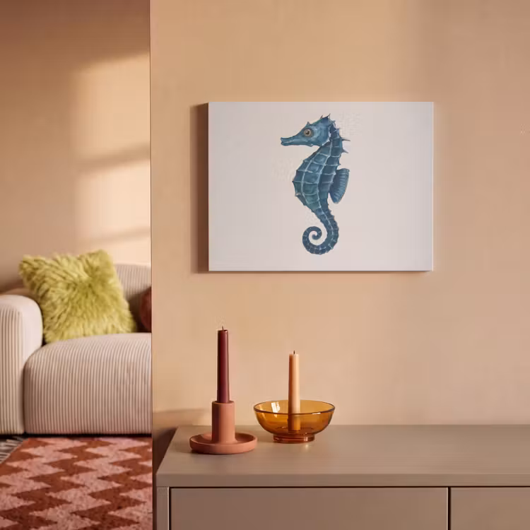 Akoestisch schilderij - Zeepaardje - Staart - Blauw — 2