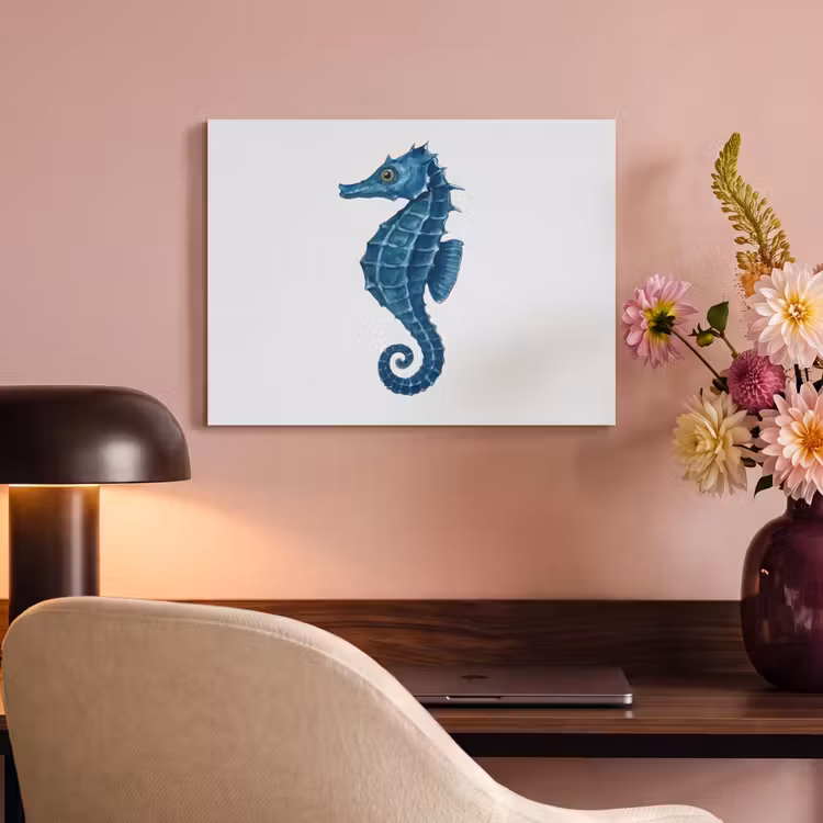 Akoestisch schilderij - Zeepaardje - Staart - Blauw — 4