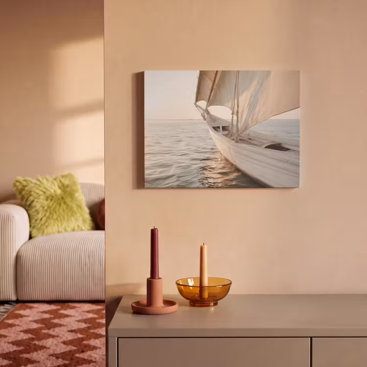 Akoestisch schilderij - Zeilboot - Zee - Beige - Zon — 2
