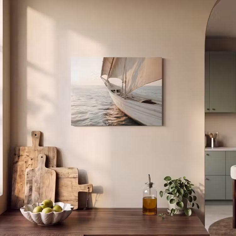 Akoestisch schilderij - Zeilboot - Zee - Beige - Zon — 3
