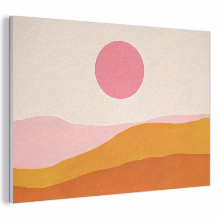 Akoestisch schilderij - Zon - Heuvels - Abstract - Roze — 1