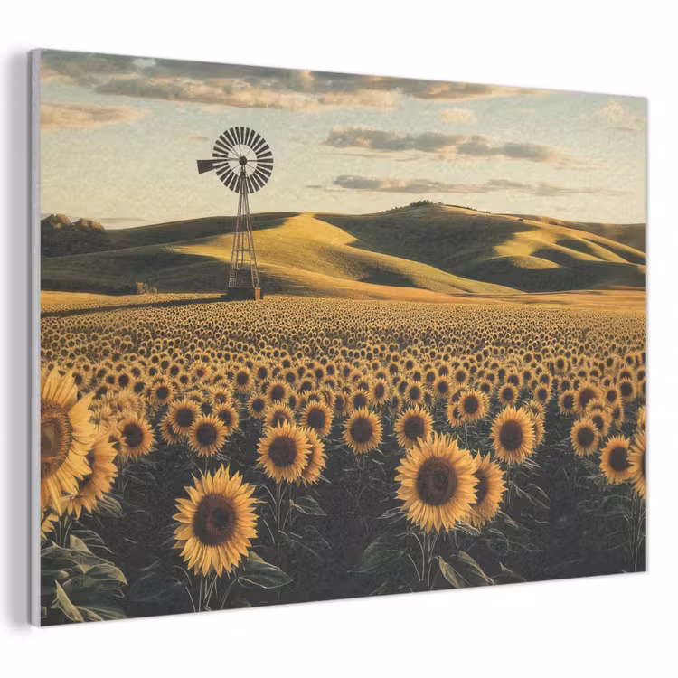 Akoestisch schilderij - Zonnebloem - Veld - Windmolen — 1