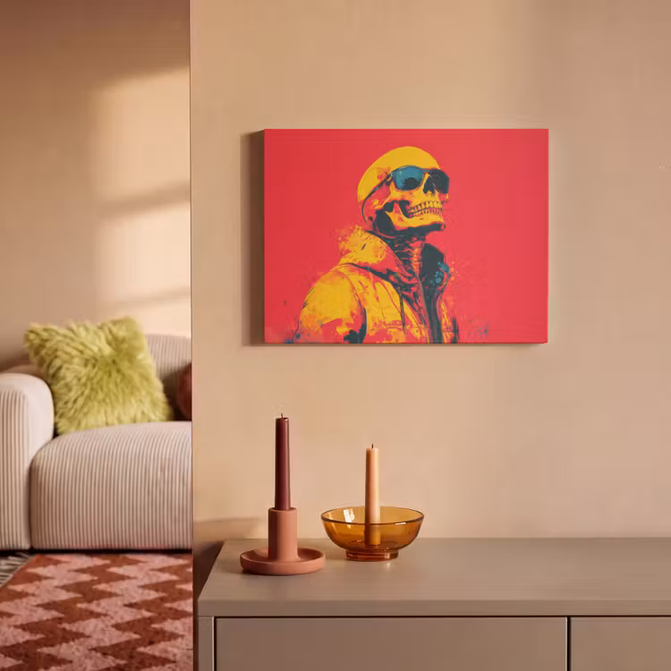 Akoestisch schilderij - Zonnebril - Schedel - Jas - Rood — 2