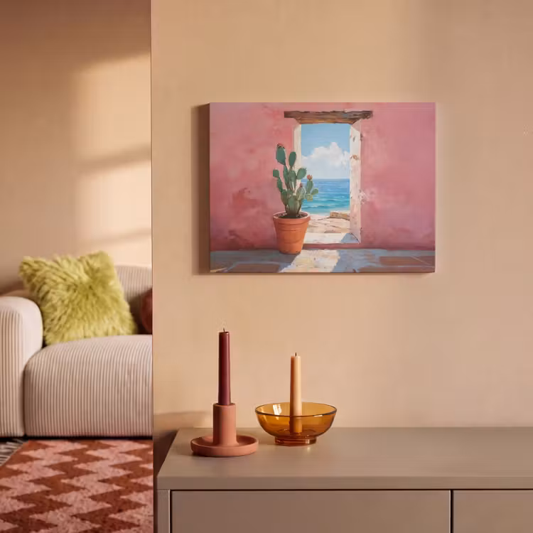 Akoestisch schilderij - Zee - Roze - Cactus — 2