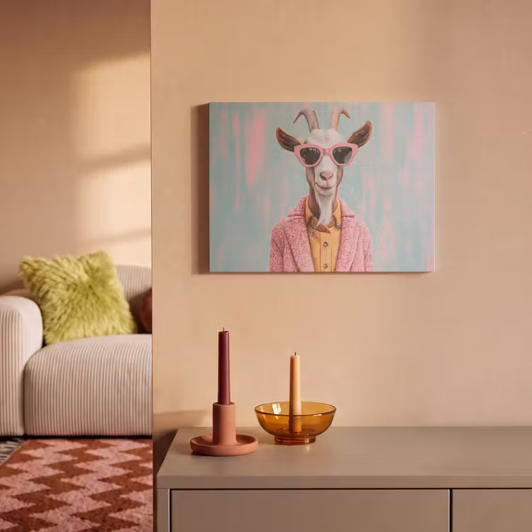 Akoestisch schilderij - Zonnebril - Roze - Geit - Horen — 2