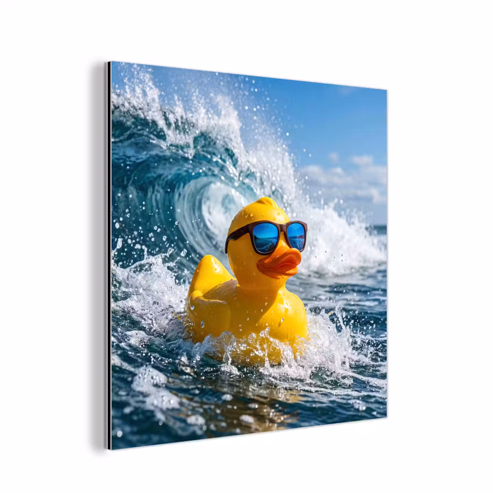 Aluminium schilderij - Badeend - Stoer - Golven — 1