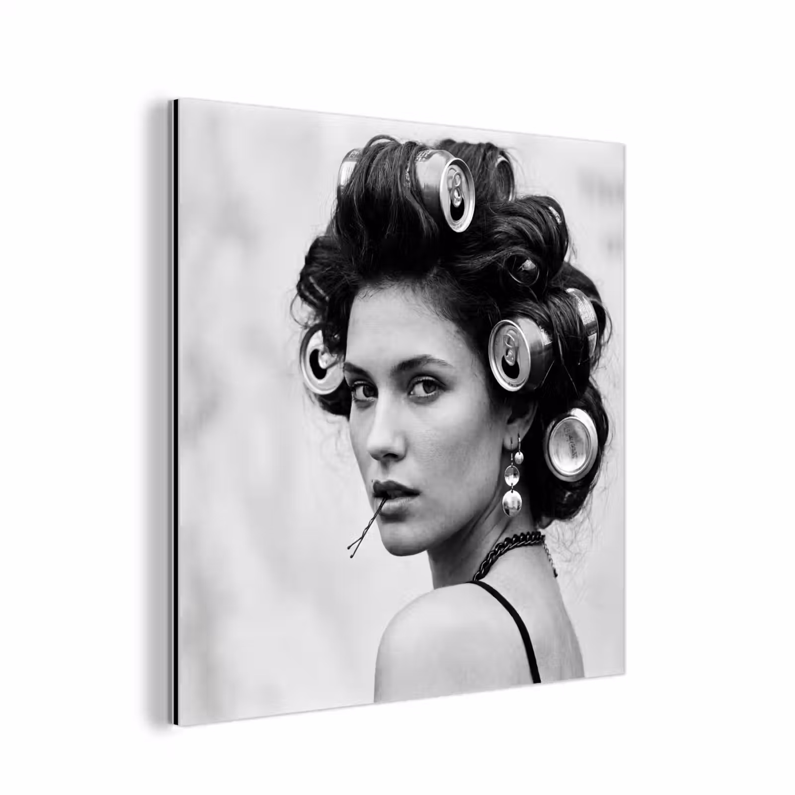 Aluminium schilderij - Edgy - Vrouw - Zwart - Wit — 1