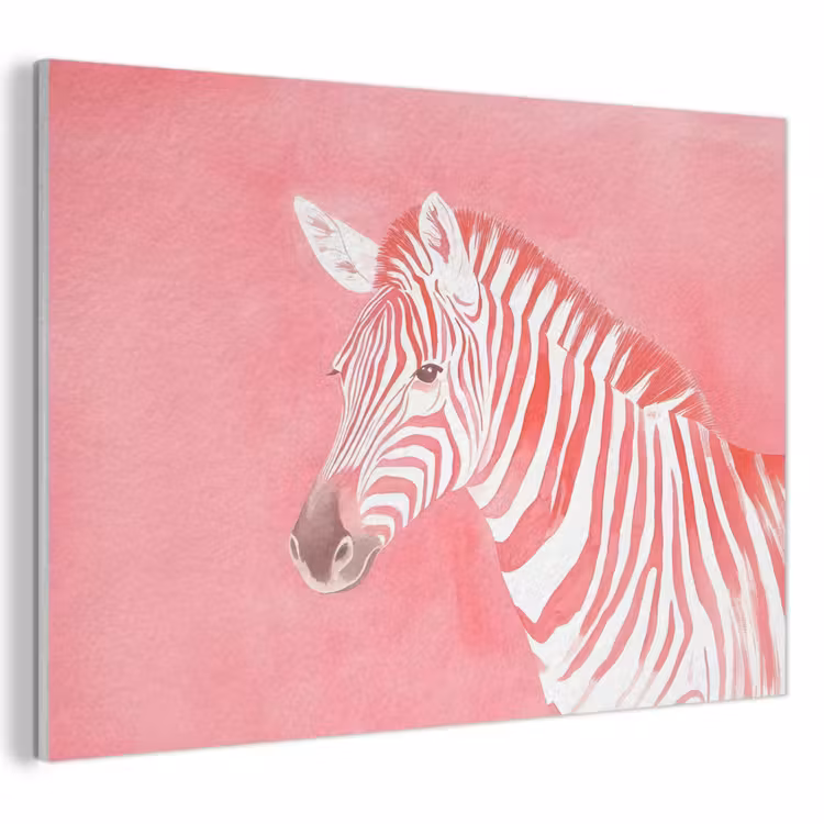 Akoestisch schilderij - Zebra - Pink - Verf — 1