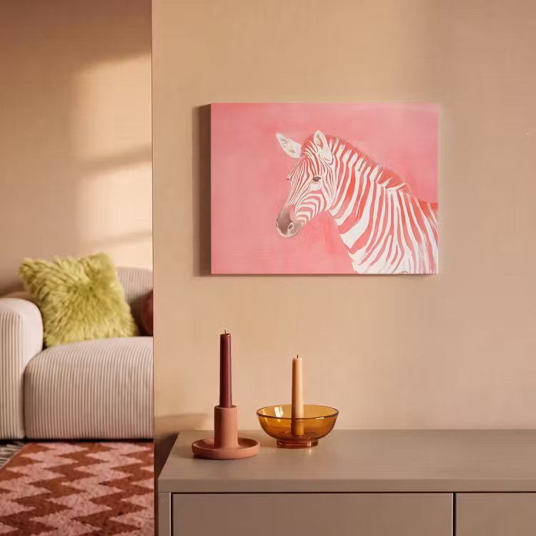Akoestisch schilderij - Zebra - Pink - Verf — 2