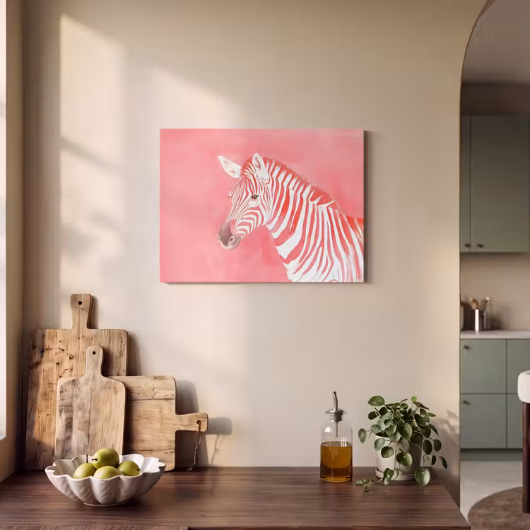 Akoestisch schilderij - Zebra - Pink - Verf — 3