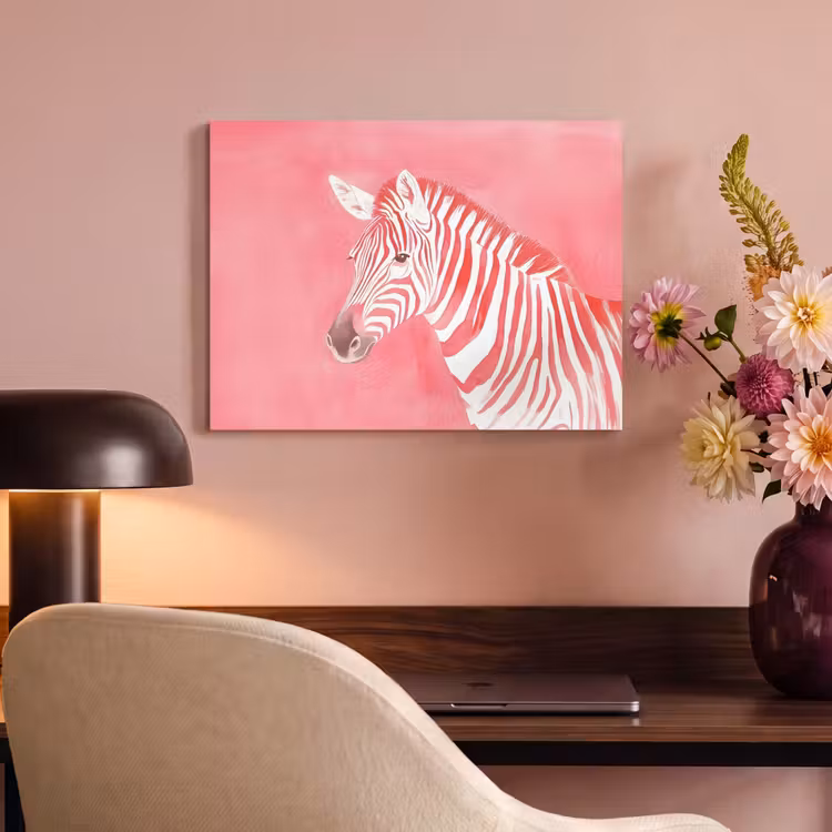 Akoestisch schilderij - Zebra - Pink - Verf — 4