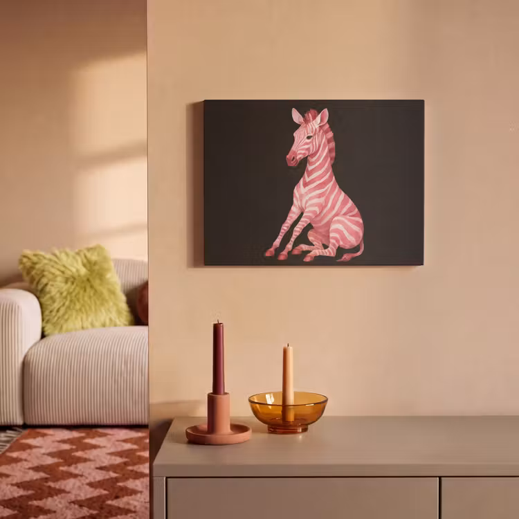 Akoestisch schilderij - Zebra - Roze - Gestreept — 2