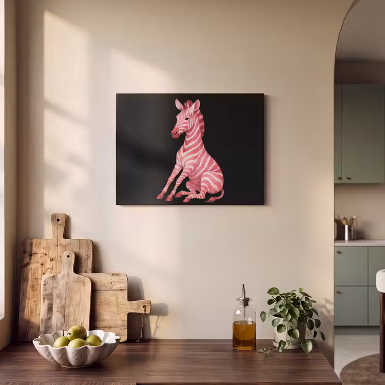 Akoestisch schilderij - Zebra - Roze - Gestreept — 3