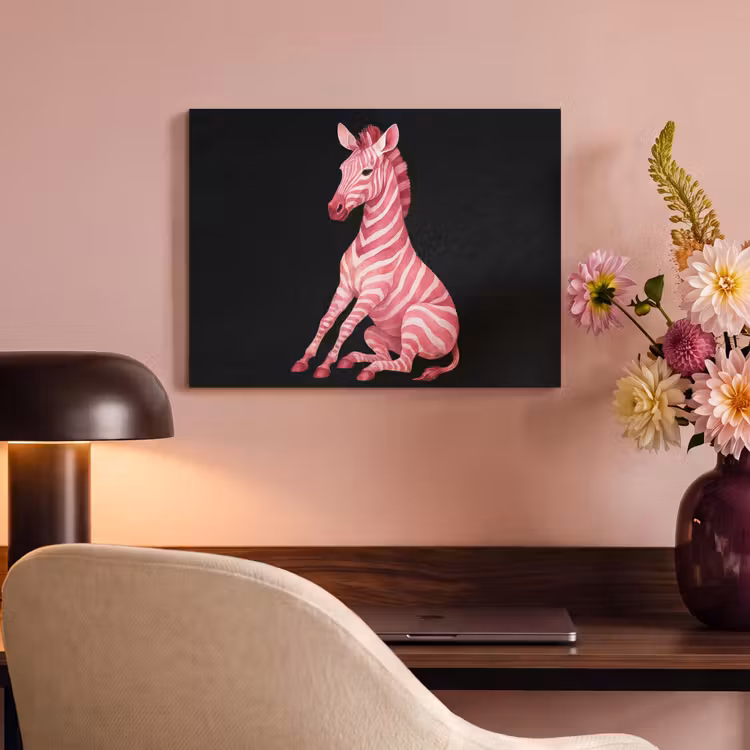 Akoestisch schilderij - Zebra - Roze - Gestreept — 4