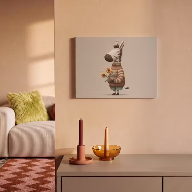 Akoestisch schilderij - Zebra - Zonnebloemen - Warm — 2