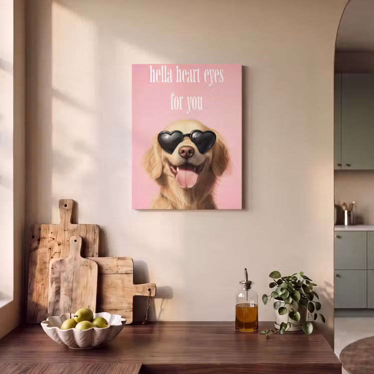 Akoestisch schilderij - Zonnebril - Hartjes - Hond - Valentijn — 3