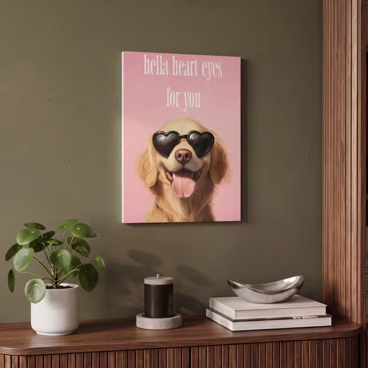 Akoestisch schilderij - Zonnebril - Hartjes - Hond - Valentijn — 4