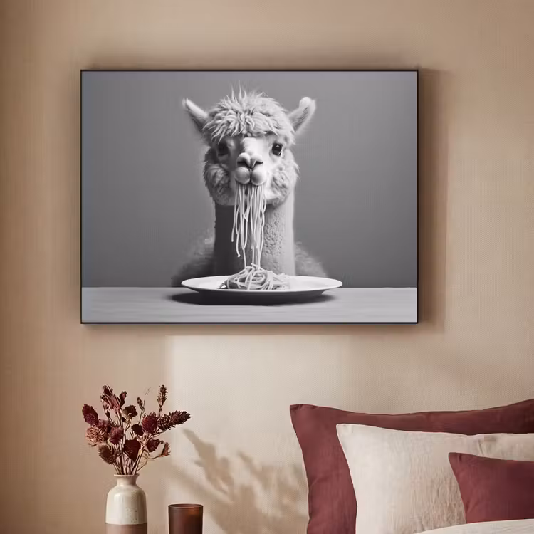 Art Frame - Alpaca - Pasta - Zwart - Wit - Grappig - Dieren — 2