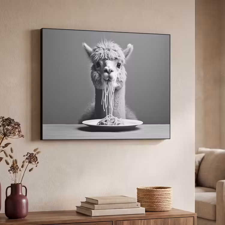 Art Frame - Alpaca - Pasta - Zwart - Wit - Grappig - Dieren — 4