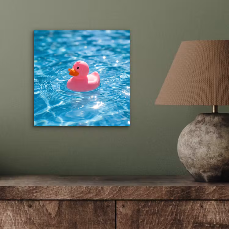 Aluminium schilderij - Badeend - Dobberend - Roze — 3