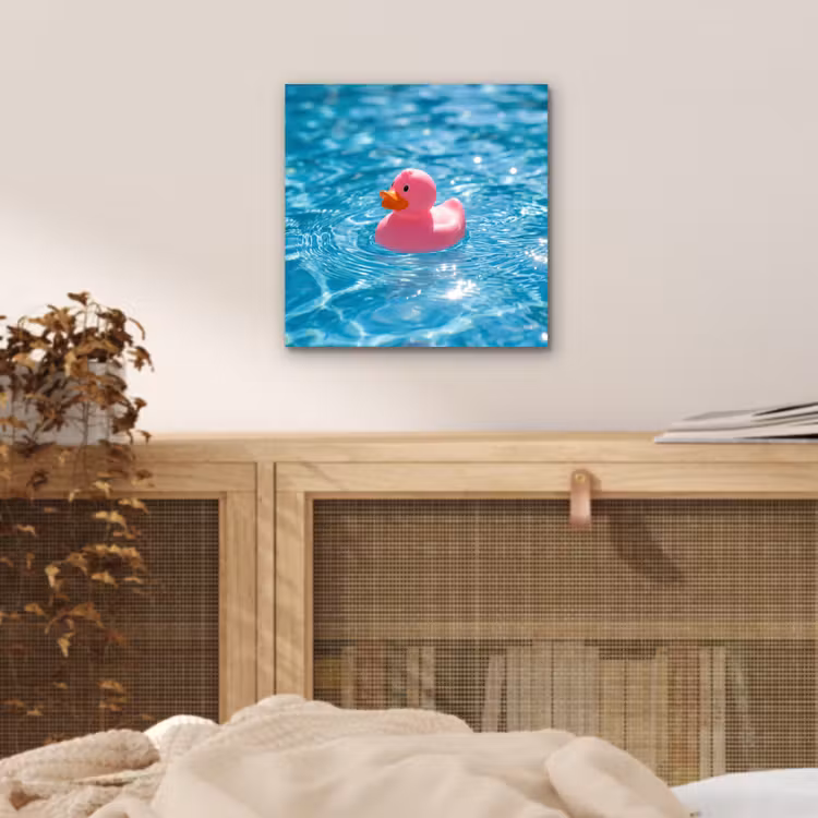 Aluminium schilderij - Badeend - Dobberend - Roze — 4