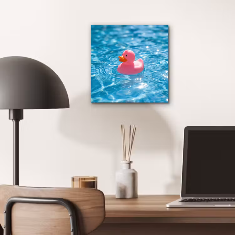 Aluminium schilderij - Badeend - Dobberend - Roze — 6