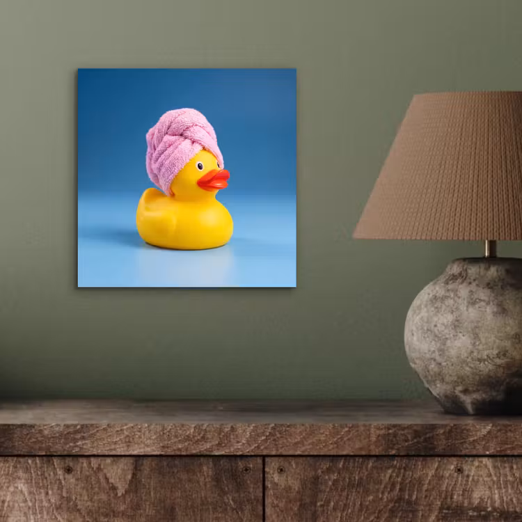 Aluminium schilderij - Badeend - Handdoek - Blauw — 3