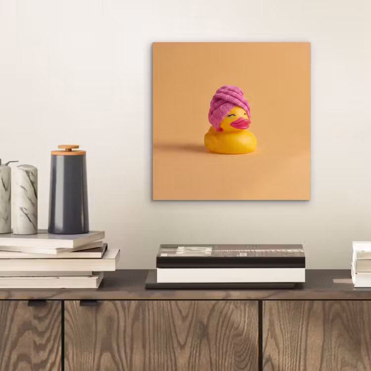 Aluminium schilderij - Badeend - Handdoek - Kleurrijk — 2