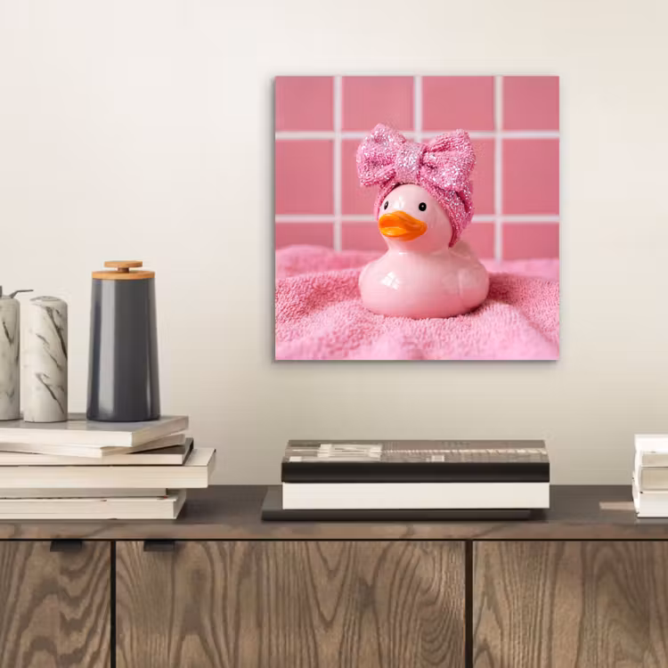 Aluminium schilderij - Badeend -Strik - Roze — 2