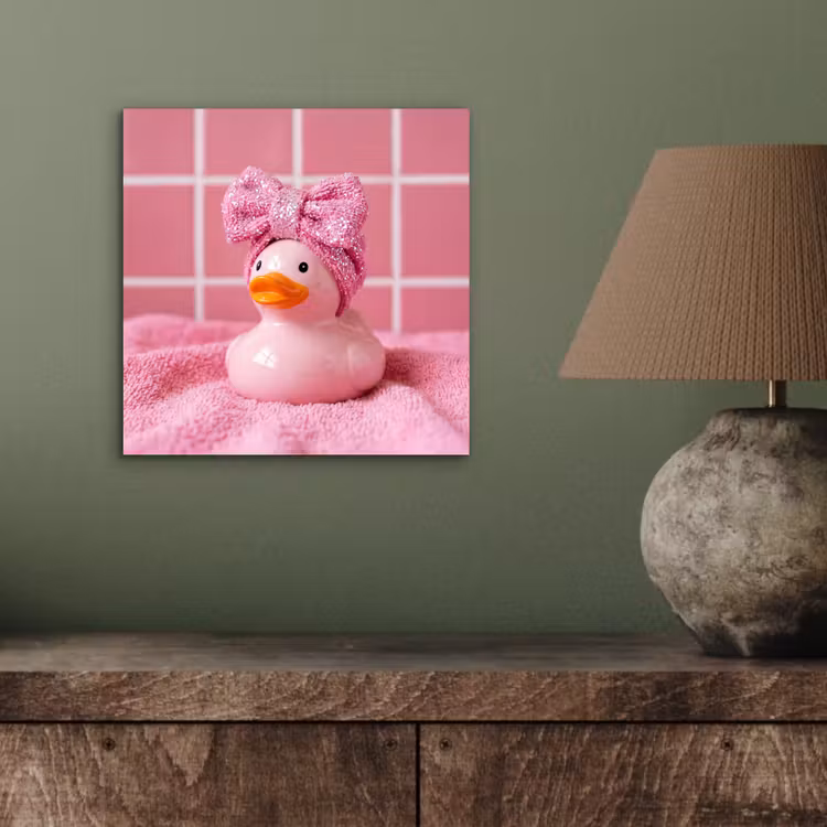 Aluminium schilderij - Badeend -Strik - Roze — 3