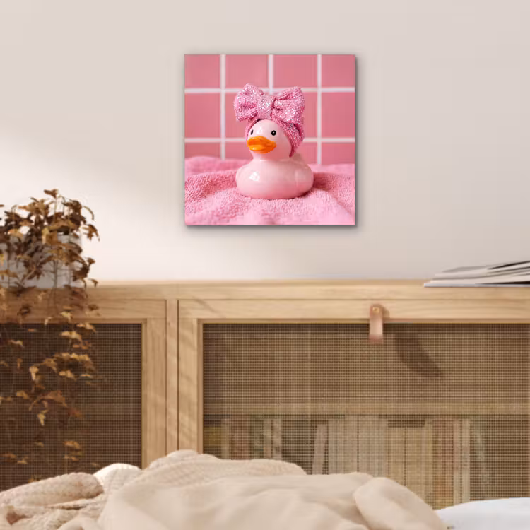 Aluminium schilderij - Badeend -Strik - Roze — 4