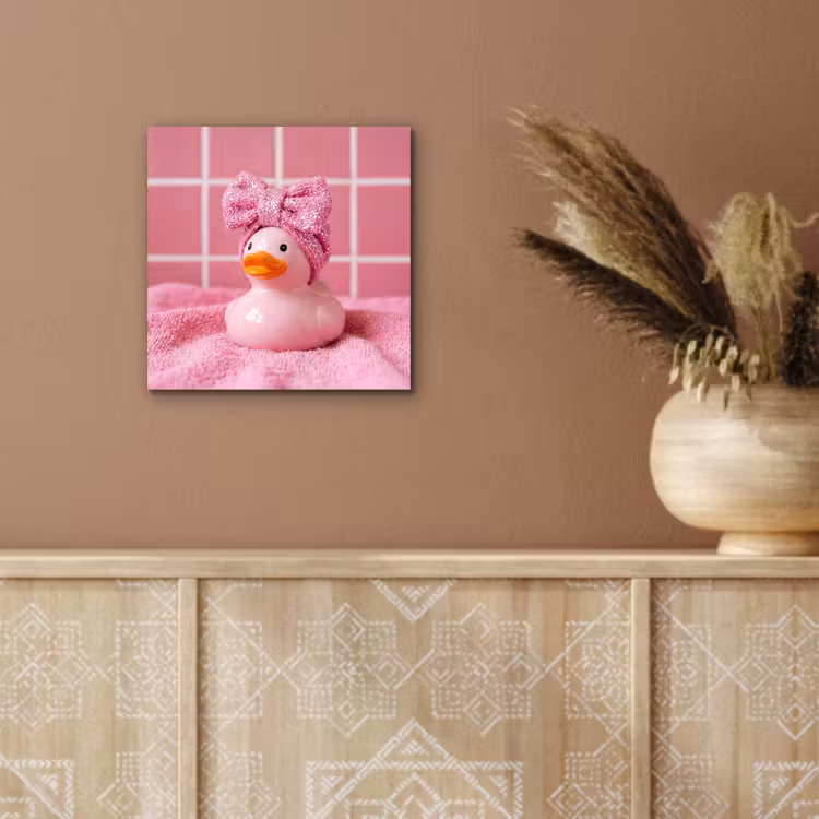 Aluminium schilderij - Badeend -Strik - Roze — 5