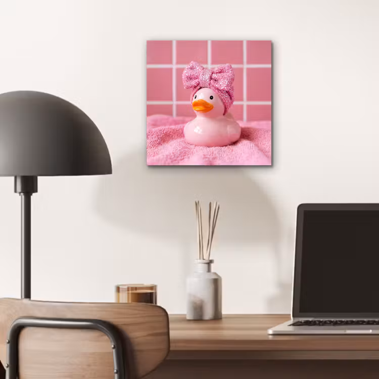 Aluminium schilderij - Badeend -Strik - Roze — 6