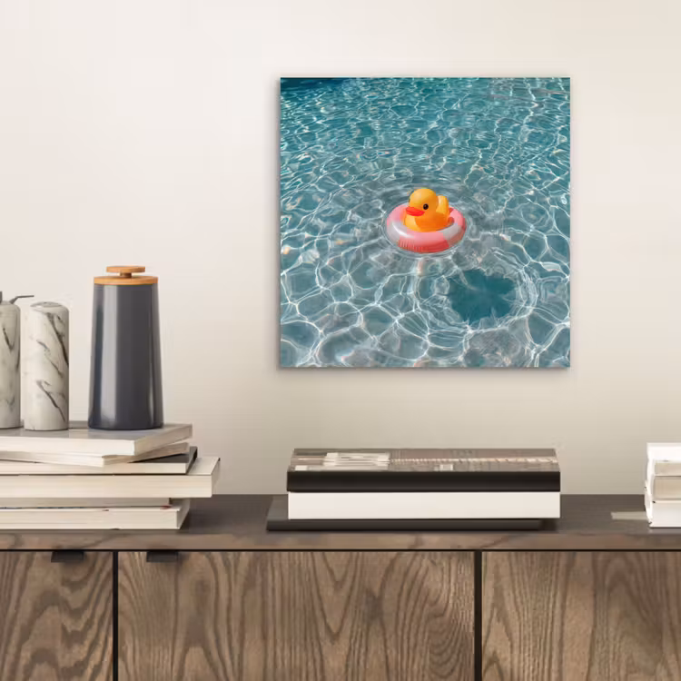 Aluminium schilderij - Badeend - Zwemband - Geel — 2