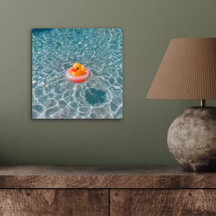 Aluminium schilderij - Badeend - Zwemband - Geel — 3