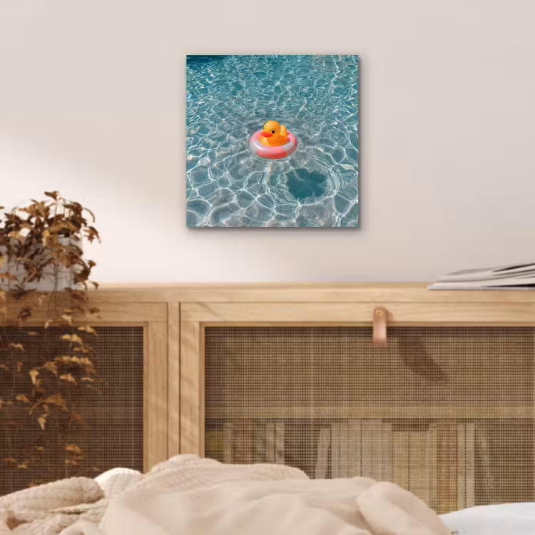 Aluminium schilderij - Badeend - Zwemband - Geel — 4
