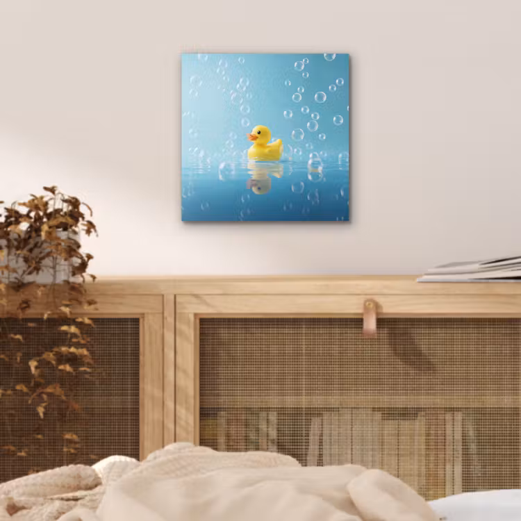 Aluminium schilderij - Bubbels - Badeend - Geel — 4