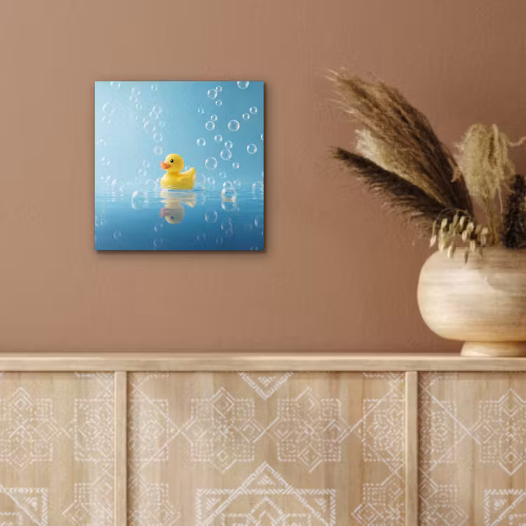 Aluminium schilderij - Bubbels - Badeend - Geel — 5