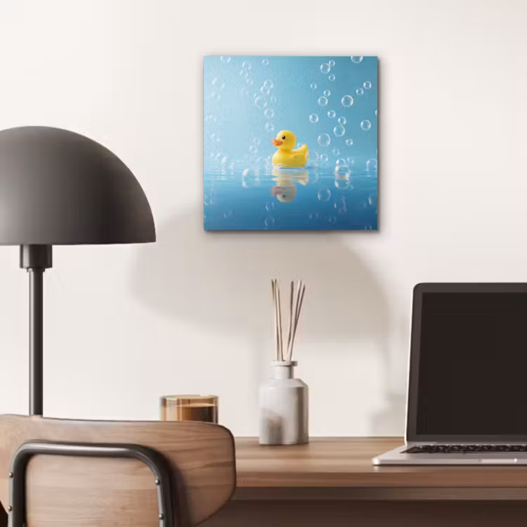 Aluminium schilderij - Bubbels - Badeend - Geel — 6