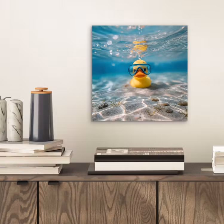 Aluminium schilderij - Duikbril - Eend - Water — 2