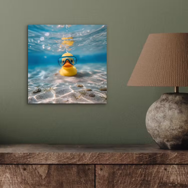 Aluminium schilderij - Duikbril - Eend - Water — 3