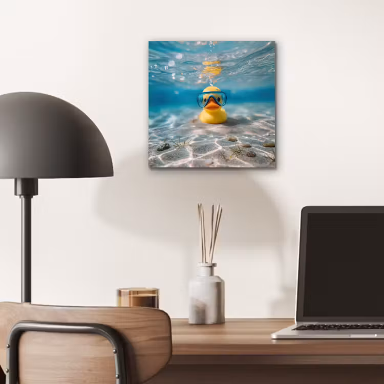 Aluminium schilderij - Duikbril - Eend - Water — 6
