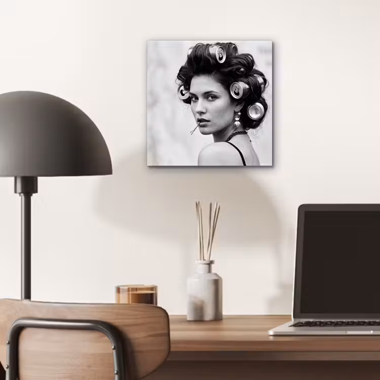 Aluminium schilderij - Edgy - Vrouw - Zwart - Wit — 6