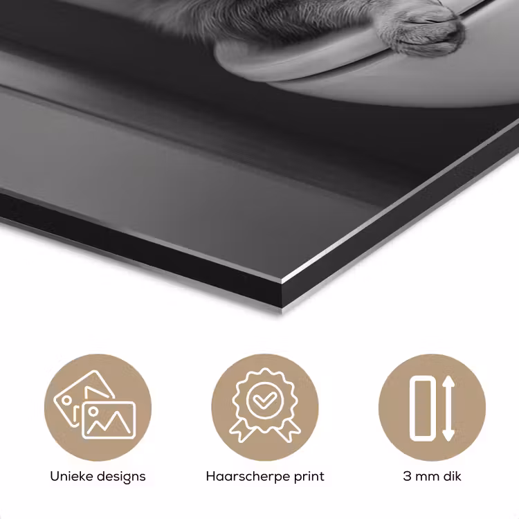 Aluminium schilderij - Kat - Telefoon - Toilet - Zwart - Wit — 7