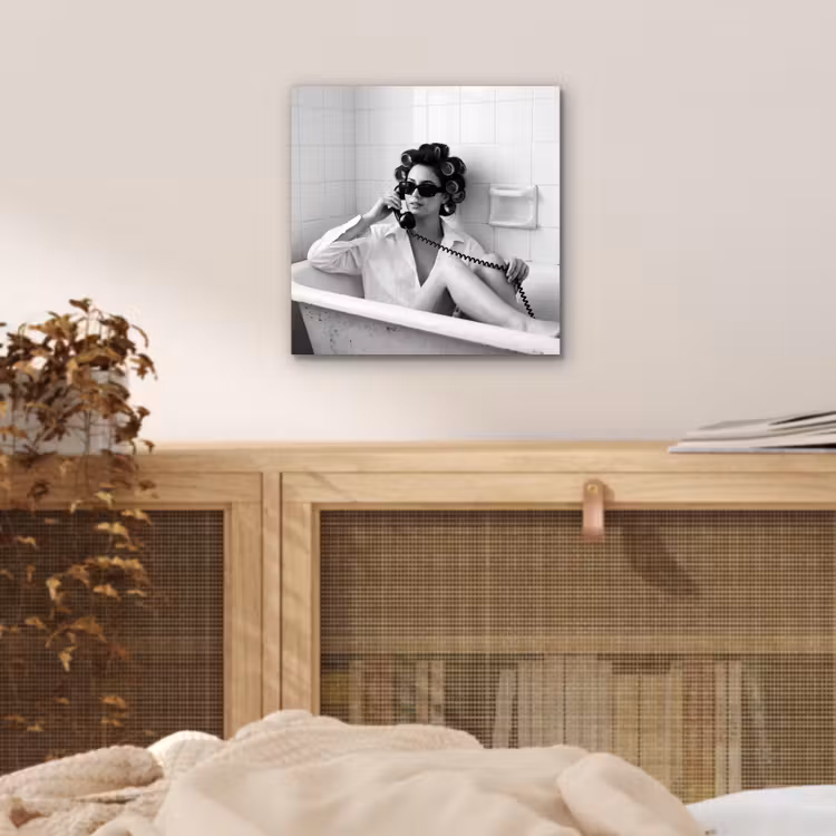 Aluminium schilderij - Bad - Vrouw - Zwart - Wit — 4